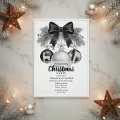 Classic Black White Christmas Party Invite Kaart