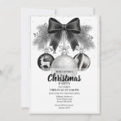 Classic Black White Christmas Party Invite Kaart (Voorkant)