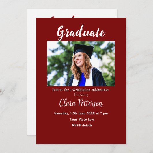 Classic Black White Class Toevoegen Jaar Scho afst Aankondiging (Voorkant / Achterkant)