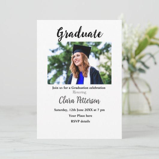 Classic Black White Class Toevoegen Jaar Scho afst Aankondiging (Staand voorkant)