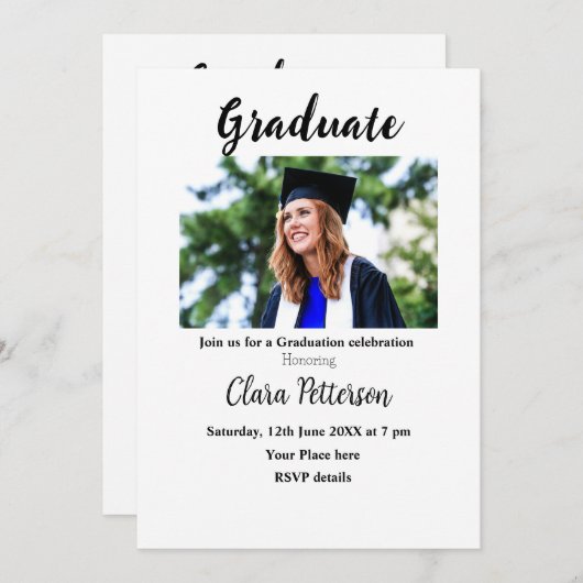 Classic Black White Class Toevoegen Jaar Scho afst Aankondiging (Voorkant / Achterkant)