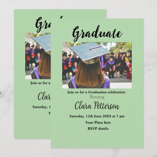 Classic Black White Class Toevoegen Jaar Scho afst Aankondiging (Voorkant / Achterkant)