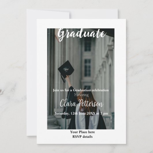 Classic Black White Class Toevoegen Jaar Scho afst Aankondiging (Voorkant)