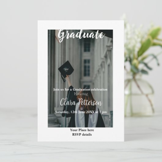 Classic Black White Class Toevoegen Jaar Scho afst Aankondiging (Staand voorkant)