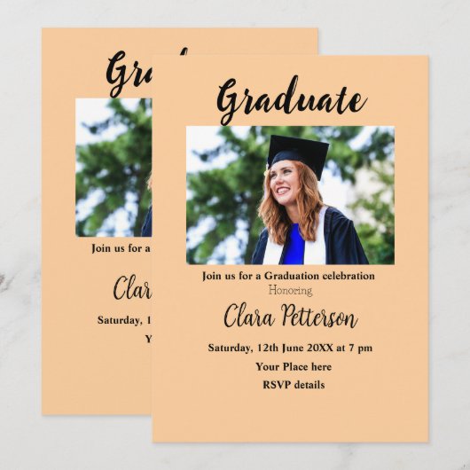 Classic Black White Class Toevoegen Jaar Scho afst Aankondiging (Voorkant / Achterkant)