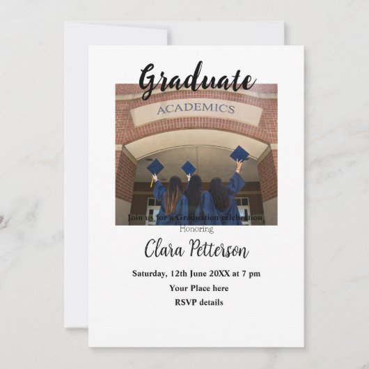 Classic Black White Class Toevoegen Jaar Scho afst Aankondiging (Voorkant)