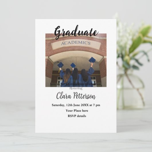 Classic Black White Class Toevoegen Jaar Scho afst Aankondiging (Staand voorkant)