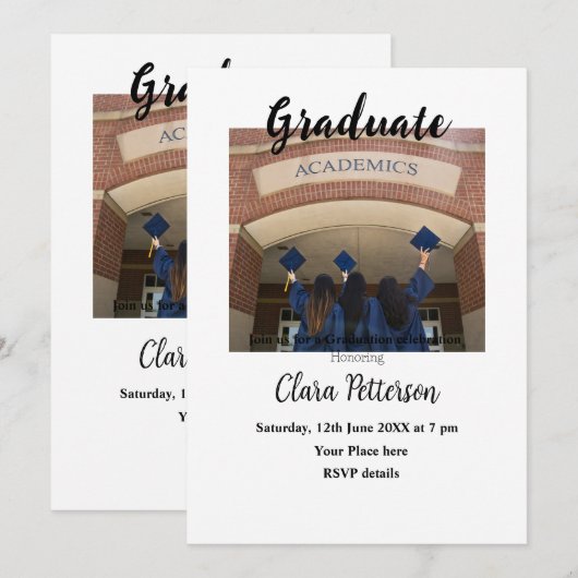 Classic Black White Class Toevoegen Jaar Scho afst Aankondiging (Voorkant / Achterkant)