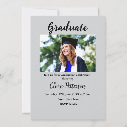 Classic Black White Class Toevoegen Jaar Scho afst Aankondiging (Achterkant)