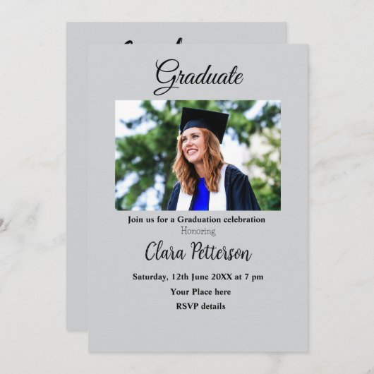 Classic Black White Class Toevoegen Jaar Scho afst Aankondiging (Voorkant / Achterkant)