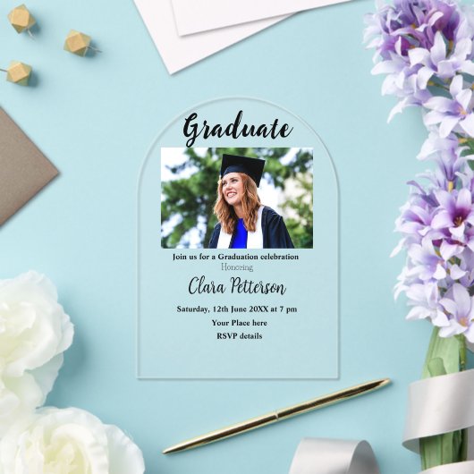 Classic Black White Class Toevoegen Jaar Scho afst Acryl Uitnodigingen (Insitu (Huwelijk))