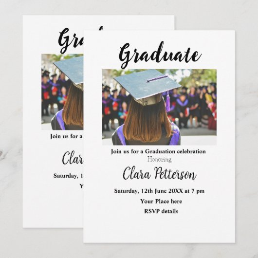 Classic Black White Class Toevoegen Jaar Scho afst Kaart (Voorkant / Achterkant)