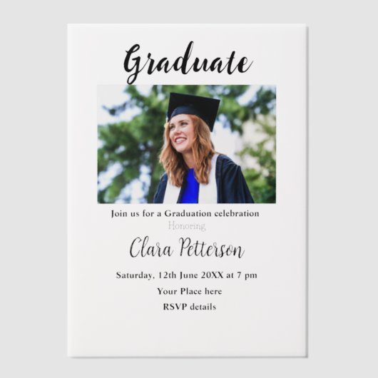 Classic Black White Class Toevoegen Jaar Scho afst Vellum Uitnodigingen (Voorkant)