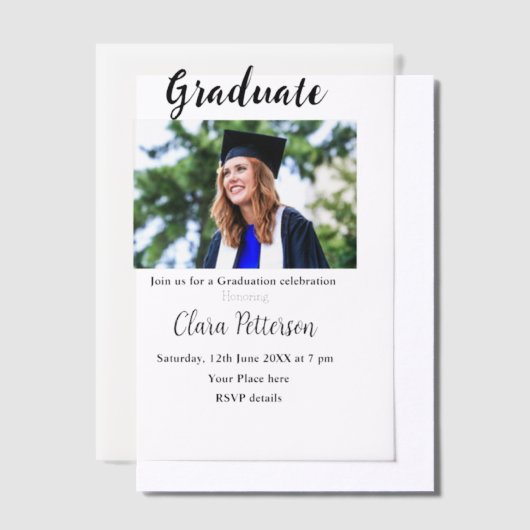 Classic Black White Class Toevoegen Jaar Scho afst Vellum Uitnodigingen (Offset)