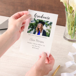 Classic Black White Class Toevoegen Jaar Scho afst Vellum Uitnodigingen