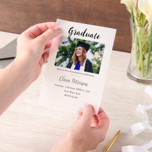 Classic Black White Class Toevoegen Jaar Scho afst Vellum Uitnodigingen (Draagbaar)