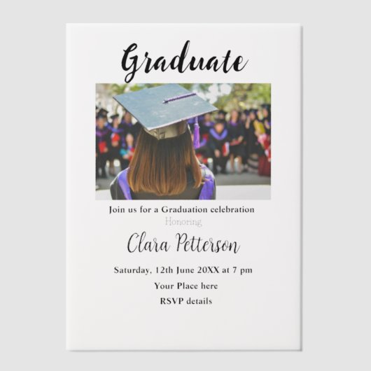 Classic Black White Class Toevoegen Jaar Scho afst Vellum Uitnodigingen (Voorkant)