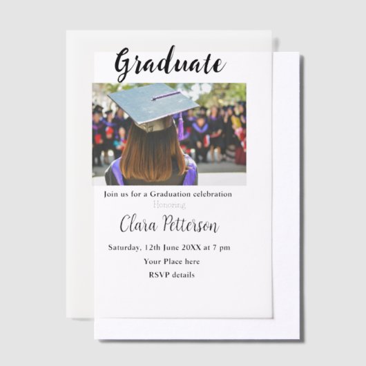 Classic Black White Class Toevoegen Jaar Scho afst Vellum Uitnodigingen (Offset)