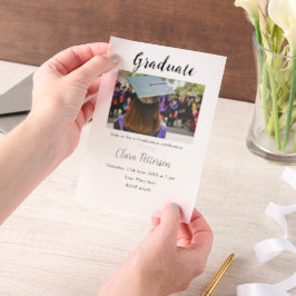 Classic Black White Class Toevoegen Jaar Scho afst Vellum Uitnodigingen