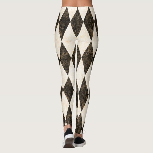 Classic Black White-Cream Harlequin Diamond Argyle Leggings (Achterkant)