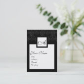 CLASSIC BLACK WHITE DAMASK FLORAL SQUARE MONOGRAM VISITEKAARTJE (Staand voorkant)