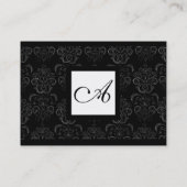 CLASSIC BLACK WHITE DAMASK FLORAL SQUARE MONOGRAM VISITEKAARTJE (Achterkant)