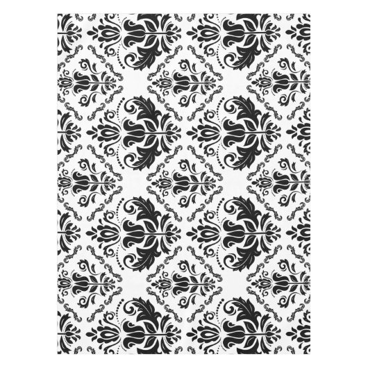 Classic Black White Damask Pattern - Stijlvolle af Tafelkleed (Voorkant)
