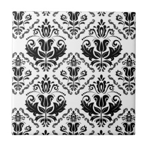 Classic Black White Damask Pattern - Stijlvolle af Tegeltje