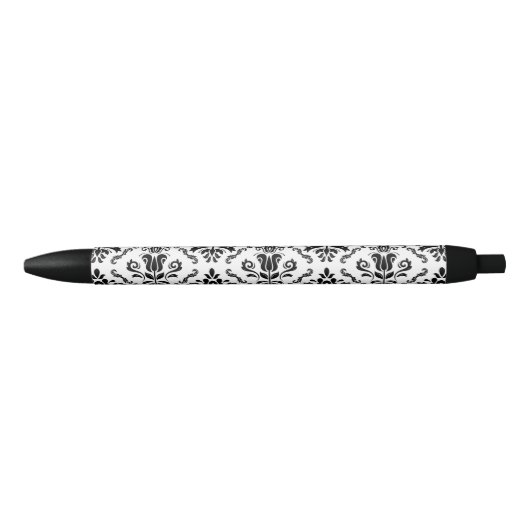 Classic  Black White Damask Pattern Zwarte Inkt Pen (Voorkant)