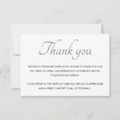 Classic Black White Dankuwel Bedankkaart (Voorkant)