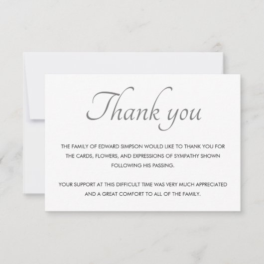 Classic Black White Dankuwel Bedankkaart (Voorkant)