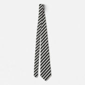 Classic Black & White Diagonal Striped Stropdas (Achterkant)