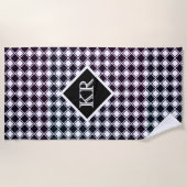 Classic Black White Diamond Pattern Monogram Strandlaken (Voorkant)