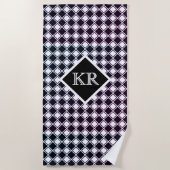 Classic Black White Diamond Pattern Monogram Strandlaken (Voorkant)