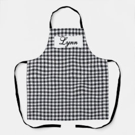 Classic Black & White Gingham | Personalized Name Schort