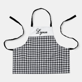 Classic Black & White Gingham | Personalized Name Schort