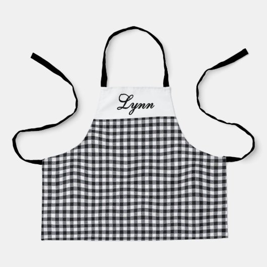 Classic Black & White Gingham | Personalized Name Schort (Voorkant)