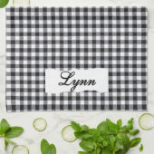 Classic Black & White Gingham | Personalized Name Theedoek (Gevouwen)