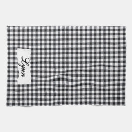 Classic Black & White Gingham | Personalized Name Theedoek