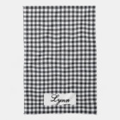 Classic Black & White Gingham | Personalized Name Theedoek (Verticaal)