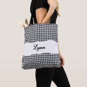Classic Black & White Gingham | Personalized Name Tote Bag (Dichtbij)