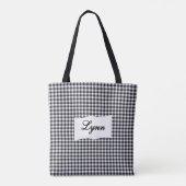 Classic Black & White Gingham | Personalized Name Tote Bag (Achterkant)