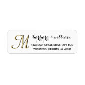 Classic Black White Gold Custom Monogram Etiket (Voorkant)