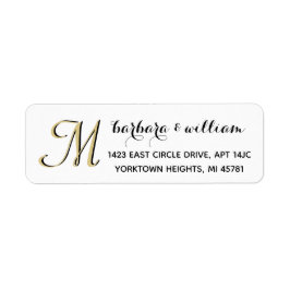 Classic Black White Gold Custom Monogram Etiket