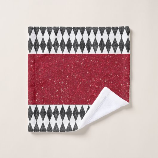 Classic Black White Harlequin Diamond Argyle Bad Handdoek (Wasdoekje)