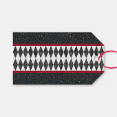 Classic Black White Harlequin Diamond Argyle Cadeaulabel (Voorkant (Horizontaal))