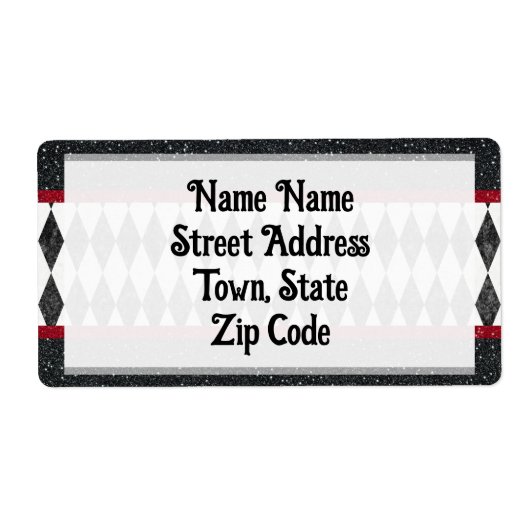 Classic Black White Harlequin Diamond Argyle Etiket (Voorkant)