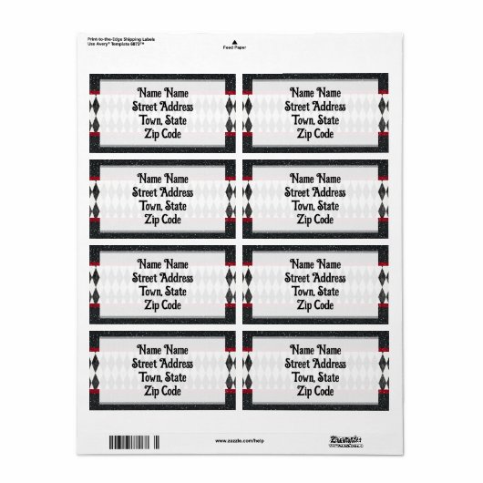 Classic Black White Harlequin Diamond Argyle Etiket (Full Sheet)