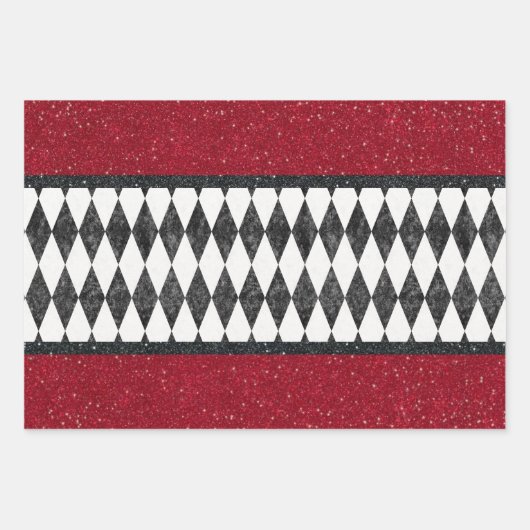 Classic Black White Harlequin Diamond Argyle Inpakpapier Vel (Voorkant 3)