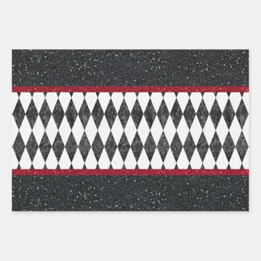 Classic Black White Harlequin Diamond Argyle Inpakpapier Vel (Voorkant)